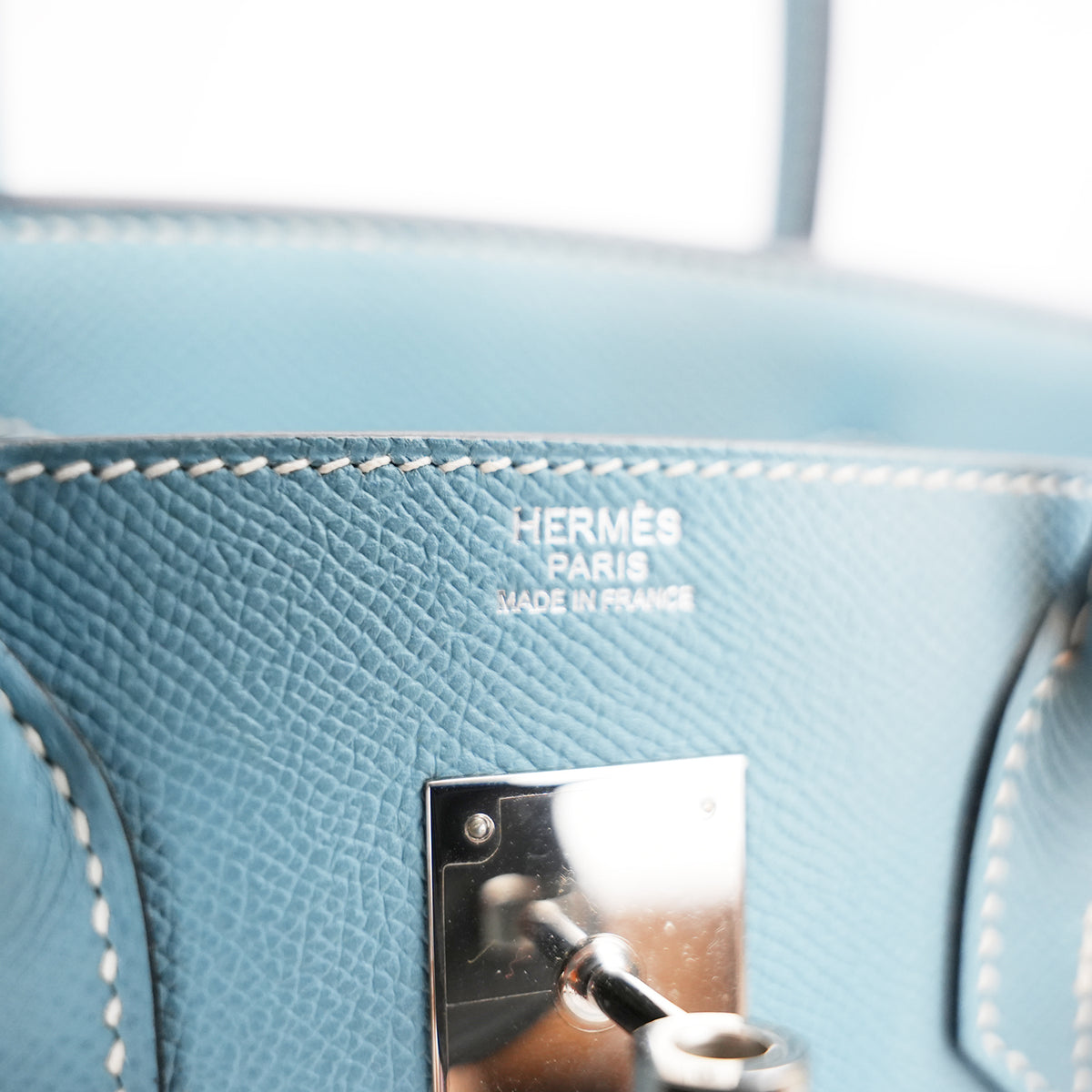 Hermès Birkin 30 Bleu Jean in Pelle Epsom con Hardware Palladio