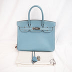 Hermès Birkin 30 Bleu Jean in Pelle Epsom con Hardware Palladio