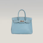 Hermès Birkin 30 Bleu Jean in Pelle Epsom con Hardware Palladio