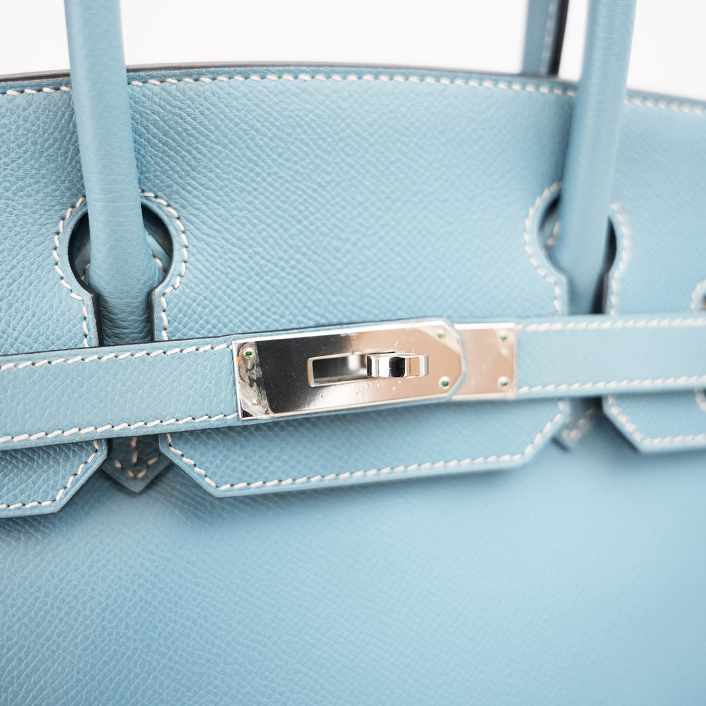 Hermès Birkin 30 Bleu Jean in Pelle Epsom con Hardware Palladio