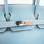 Hermès Birkin 30 Bleu Jean in Pelle Epsom con Hardware Palladio