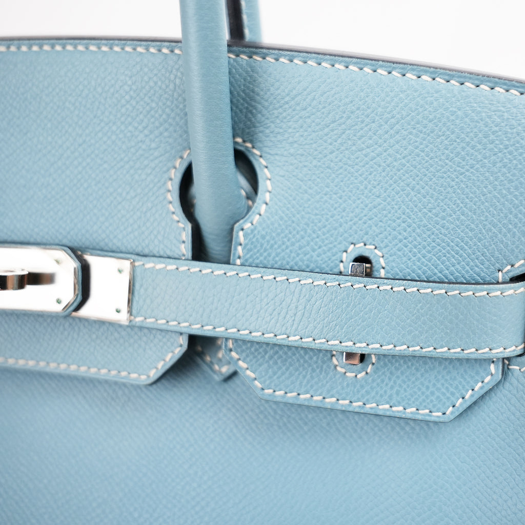 Hermès Birkin 30 Bleu Jean in Pelle Epsom con Hardware Palladio