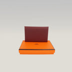 Hermès Portacarte in Pelle Bordeaux Stamp K con Scatola