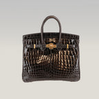 Hermès Birkin 35 Vintage in Coccodrillo Lucido Grigio Grafite con Hardware Dorato