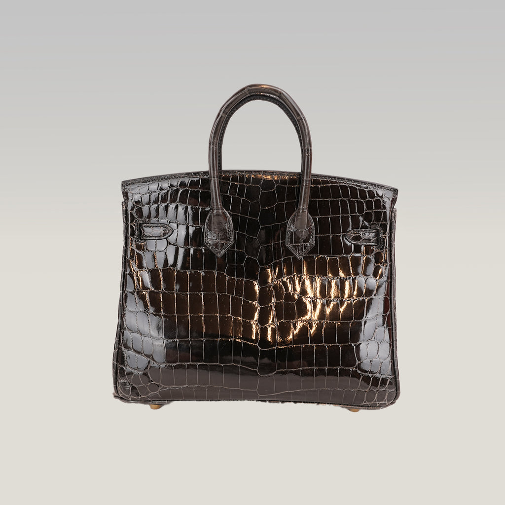 Hermès Birkin 35 Vintage in Coccodrillo Lucido Grigio Grafite con Hardware Dorato