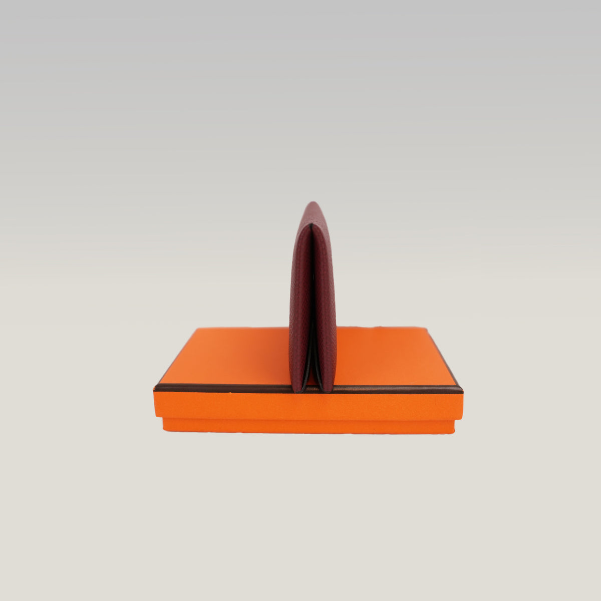 Hermès Portacarte in Pelle Bordeaux Stamp K con Scatola