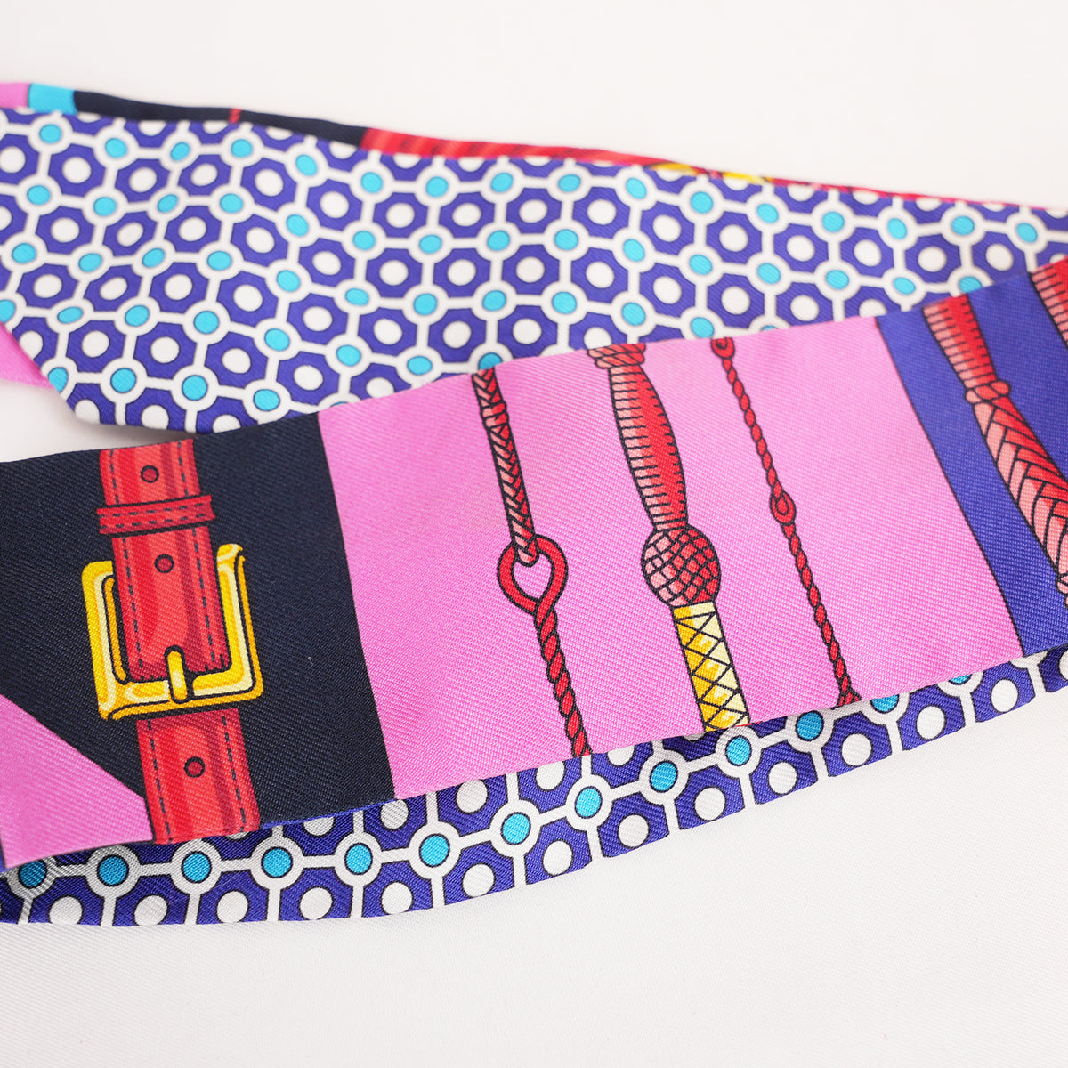 Hermès Twilly Clic Clac Modern Cannage in Seta Multicolore