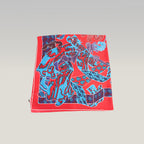 Hermès Carré 90 Foulard in Seta Rosso e Blu con Motivo Floreale 90x90 cm