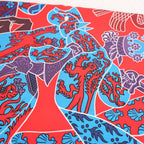 Hermès Carré 90 Foulard in Seta Rosso e Blu con Motivo Floreale 90x90 cm
