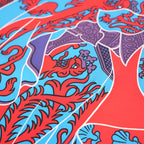 Hermès Carré 90 Foulard in Seta Rosso e Blu con Motivo Floreale 90x90 cm