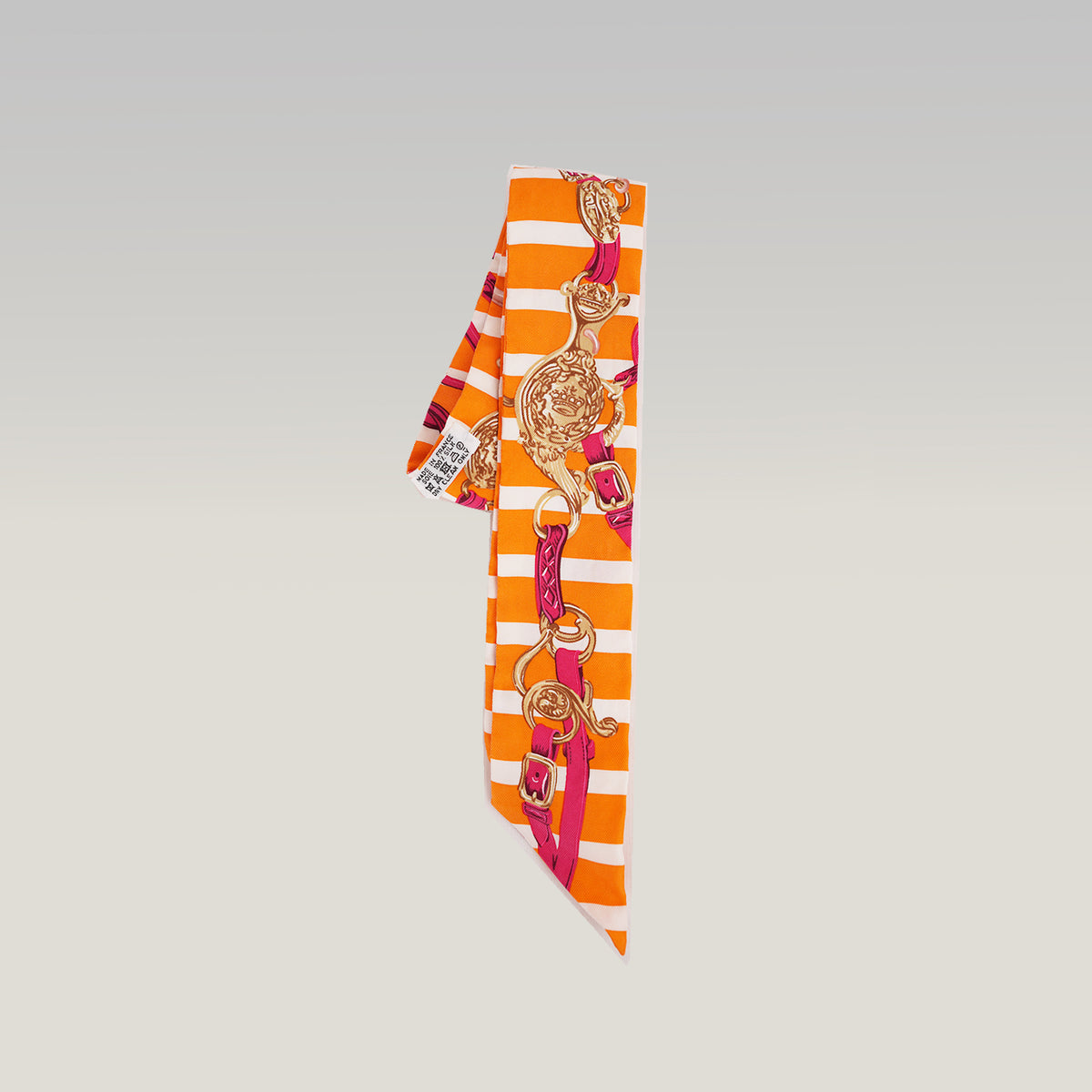 Hermès Twilly Jumping in Seta Arancione, Rosa e Bianco