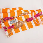 Hermès Twilly Jumping in Seta Arancione, Rosa e Bianco