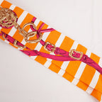 Hermès Twilly Jumping in Seta Arancione, Rosa e Bianco
