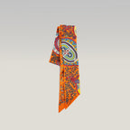 Hermès Twilly L’Arbre de Vie in Seta Multicolore Arancione