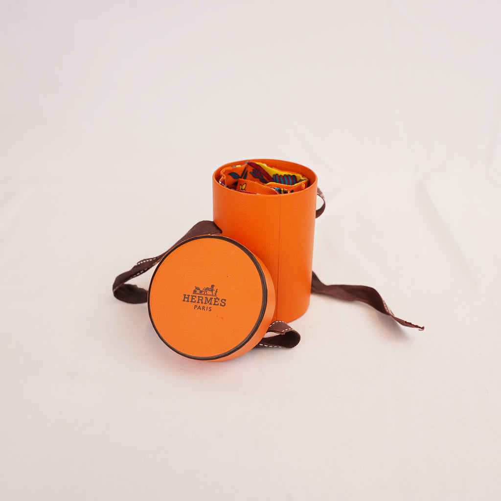 Hermès Twilly L’Arbre de Vie in Seta Multicolore Arancione