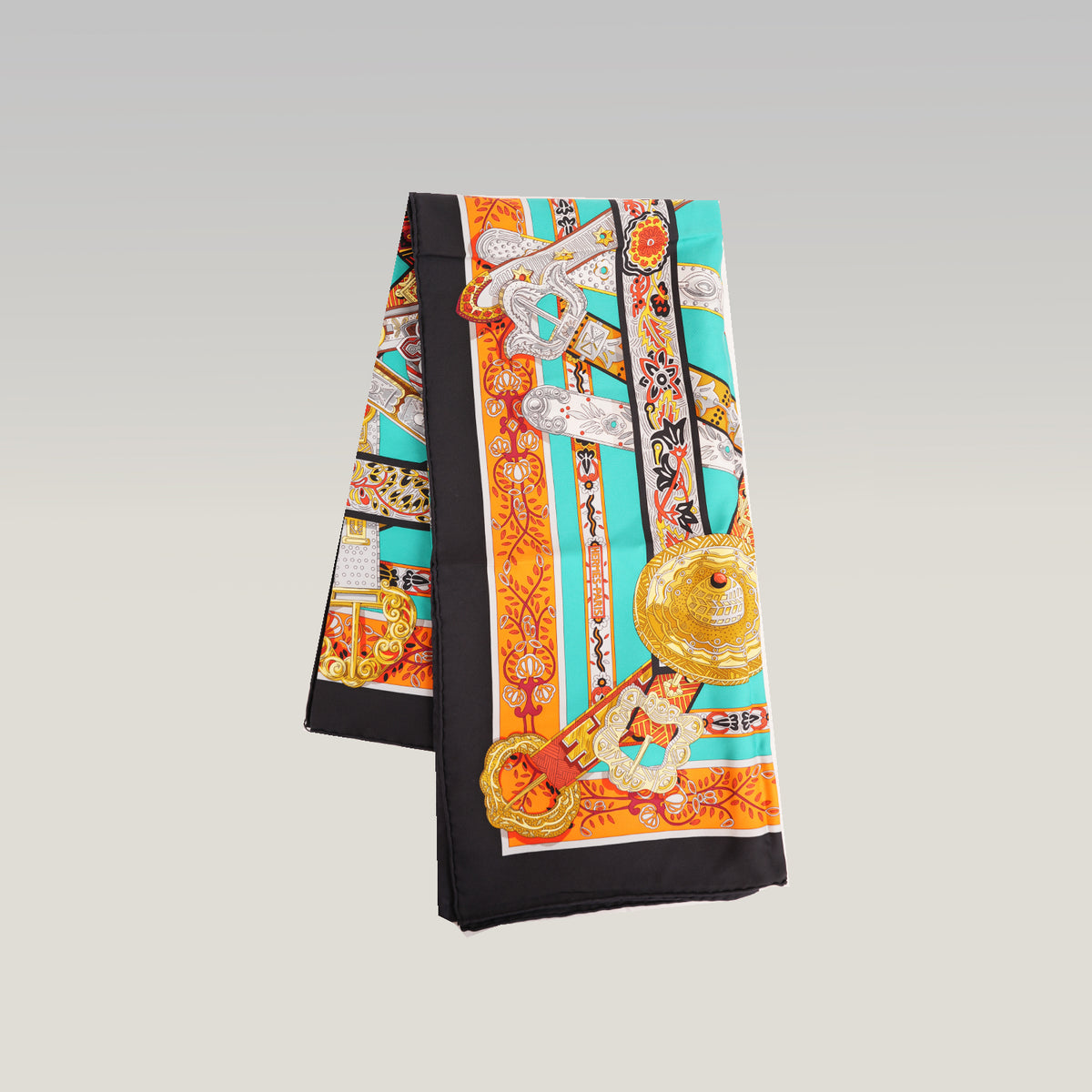 Hermès Carré 90 Le Songe de la Licorne Foulard in Seta Multicolore con Motivi Ornamentali 90x90 cm