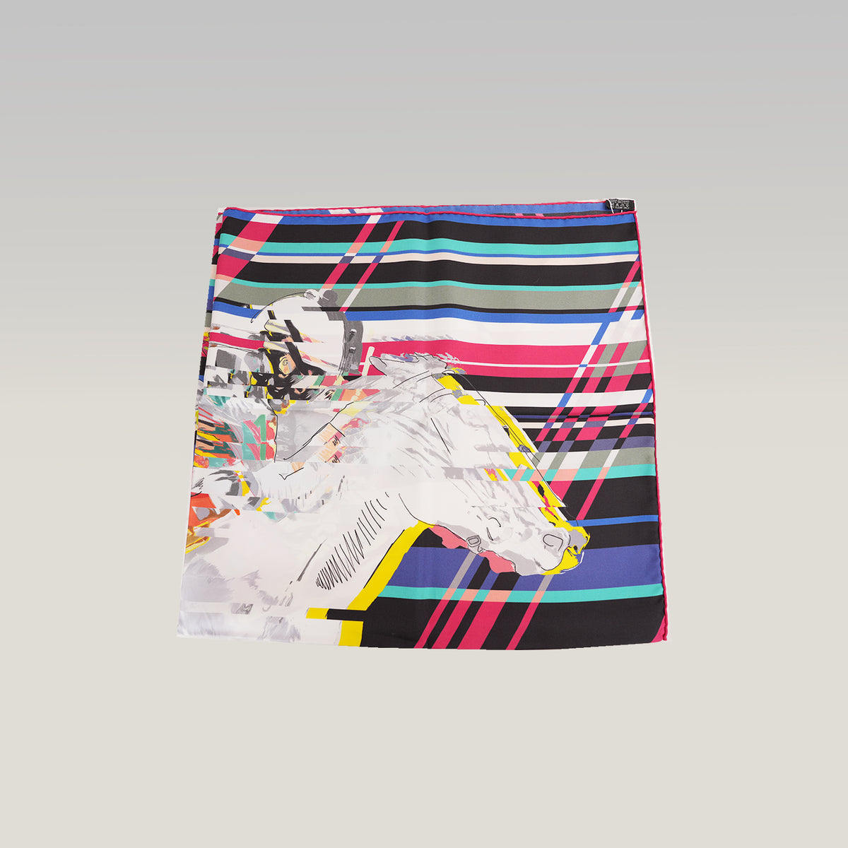 Hermès Carré 90 Photo Finish Foulard Vintage in Seta Multicolore a Righe 90x90 cm