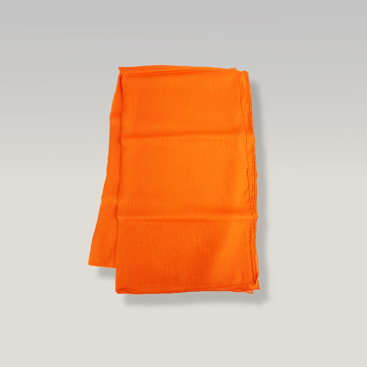 Hermès Sciarpa Vintage in Seta di Gelso Arancione con Motivo Monogram H 200x60 cm