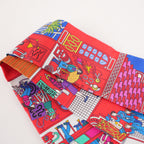 Hermès Twilly in Seta Multicolore con Stampa Illustrata Rossa