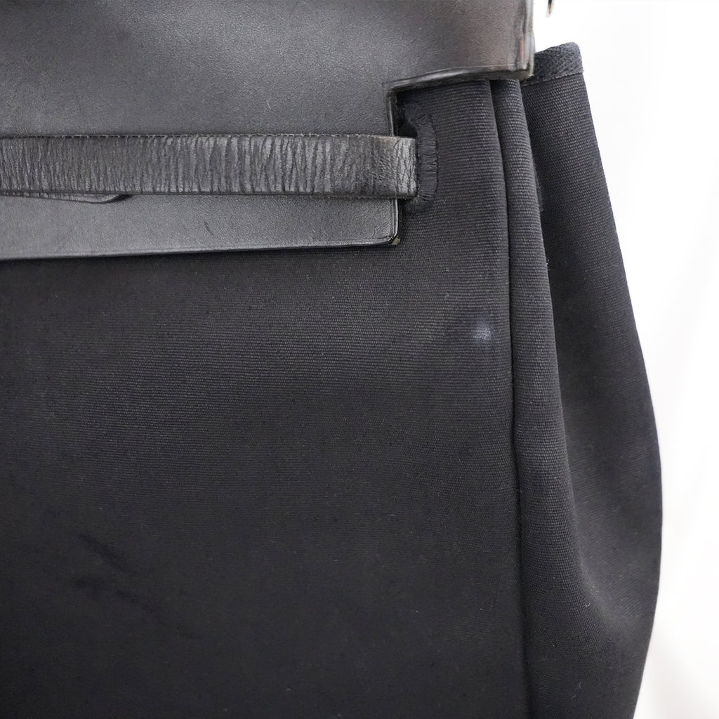 Hermès Herbag 39 Noir in Tela e Pelle con Hardware Palladium