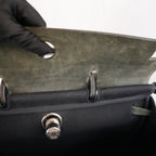 Hermès Herbag 39 Noir in Tela e Pelle con Hardware Palladium