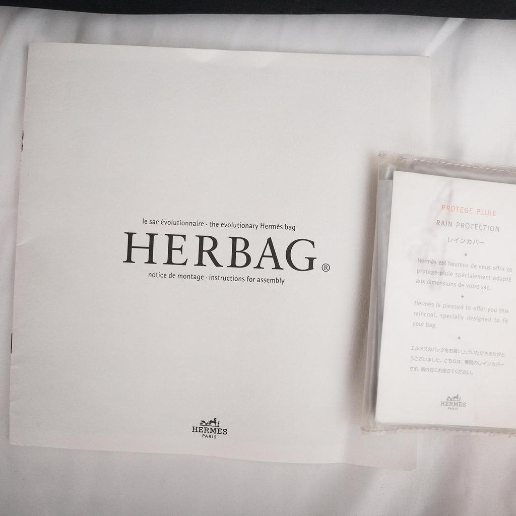 Hermès Herbag 39 Noir in Tela e Pelle con Hardware Palladium