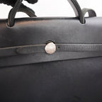 Hermès Herbag 39 Noir in Tela e Pelle con Hardware Palladium