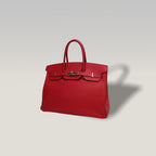 Hermès Birkin 35 in Pelle Rossa con Ferramenta in Metallo Argentato