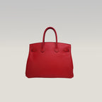Hermès Birkin 35 in Pelle Rossa con Ferramenta in Metallo Argentato