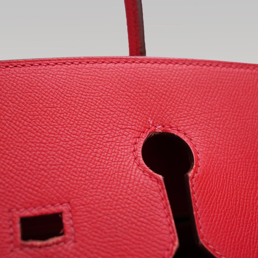 Hermès Birkin 35 in Pelle Rossa con Ferramenta in Metallo Argentato