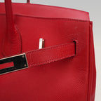 Hermès Birkin 35 in Pelle Rossa con Ferramenta in Metallo Argentato