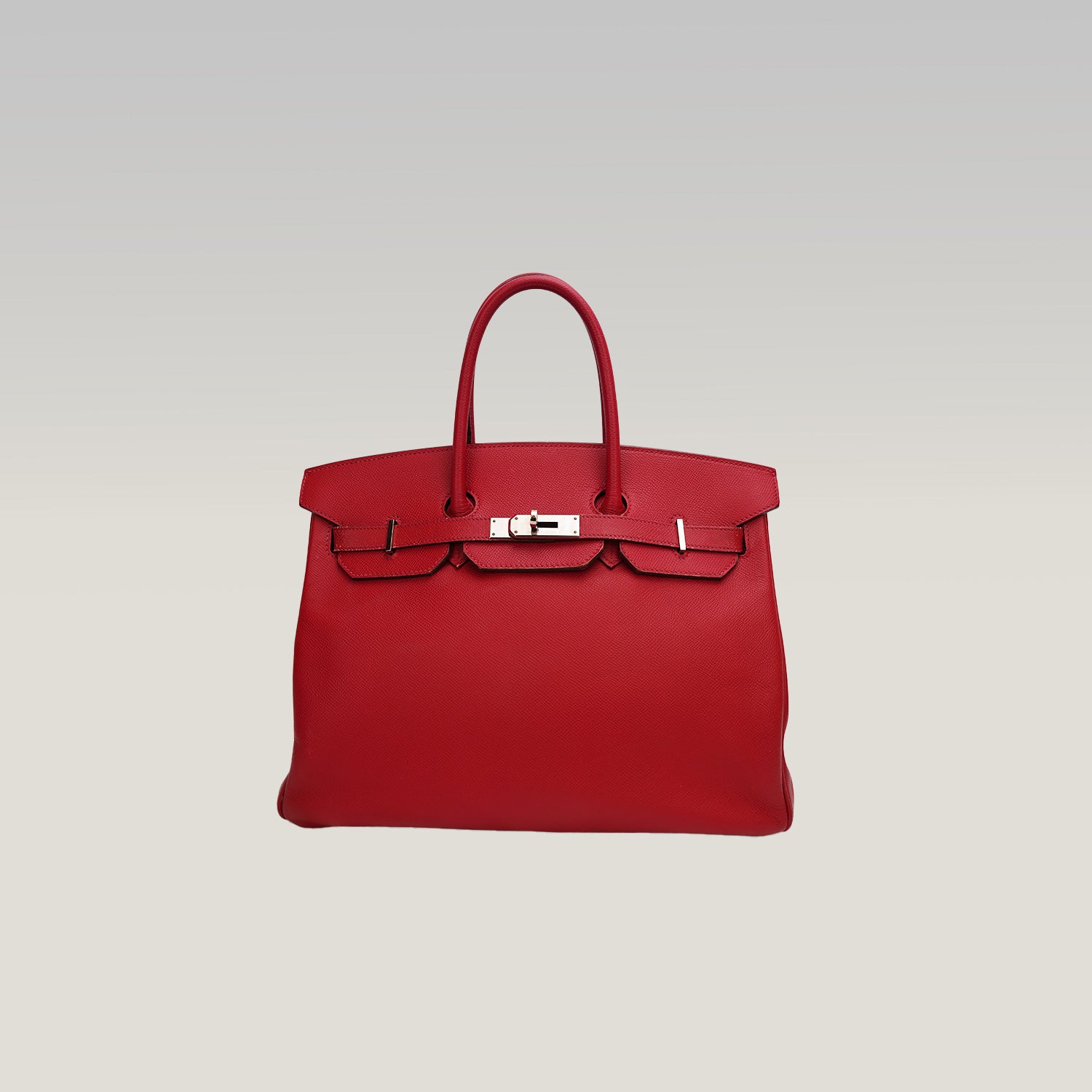 Hermès Birkin 35 in Pelle Rossa con Ferramenta in Metallo Argentato