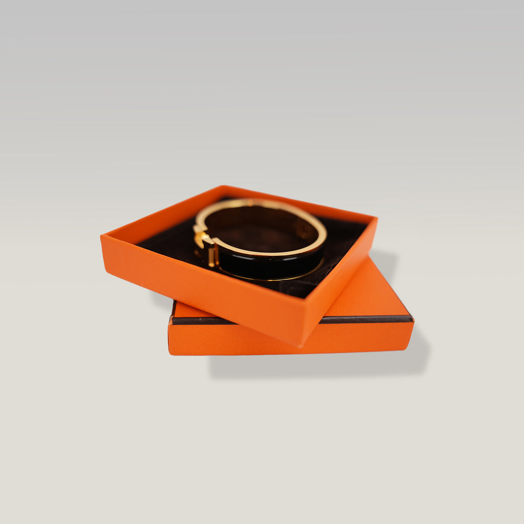 Hermès Clic H PM Bracciale in Smalto Nero con Finitura Placcata Oro Giallo
