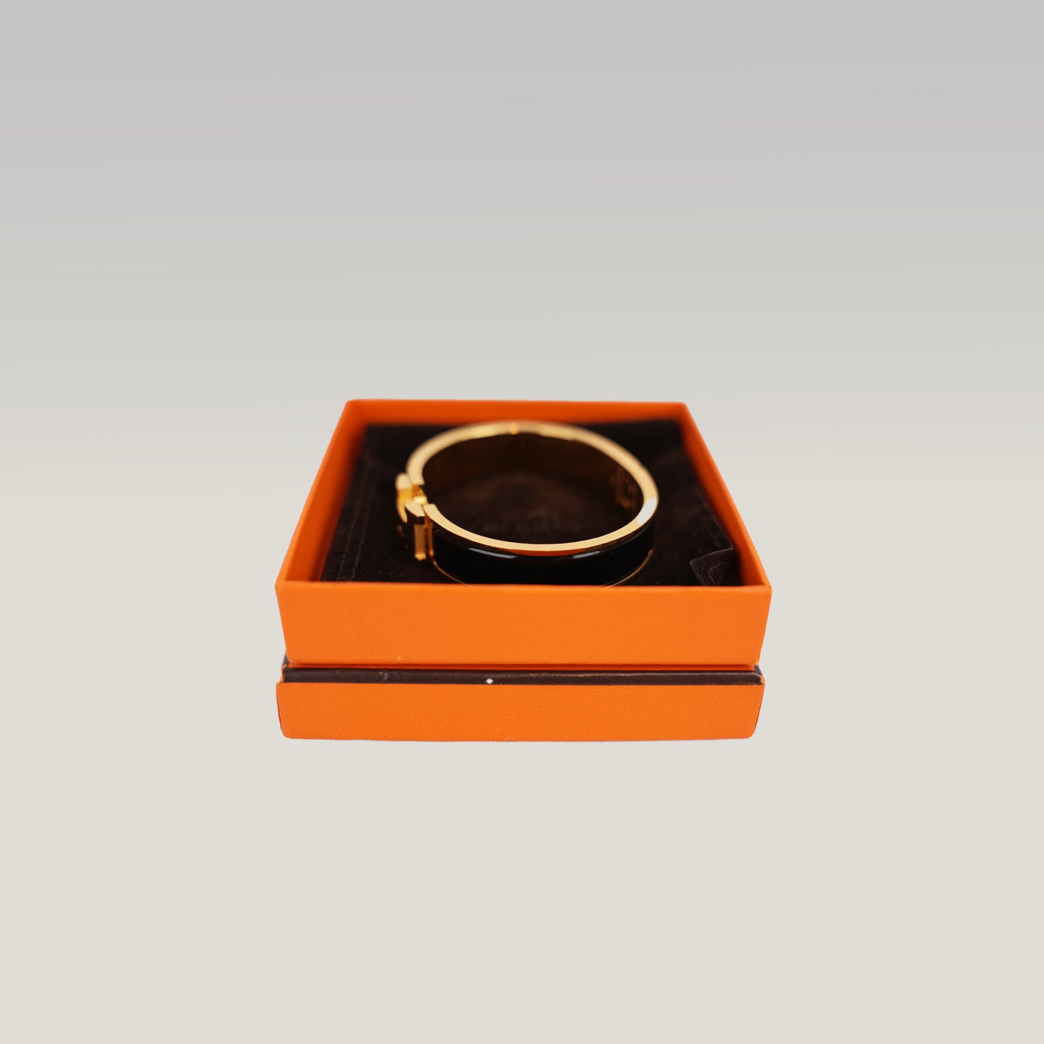 Hermès Clic H PM Bracciale in Smalto Nero con Finitura Placcata Oro Giallo