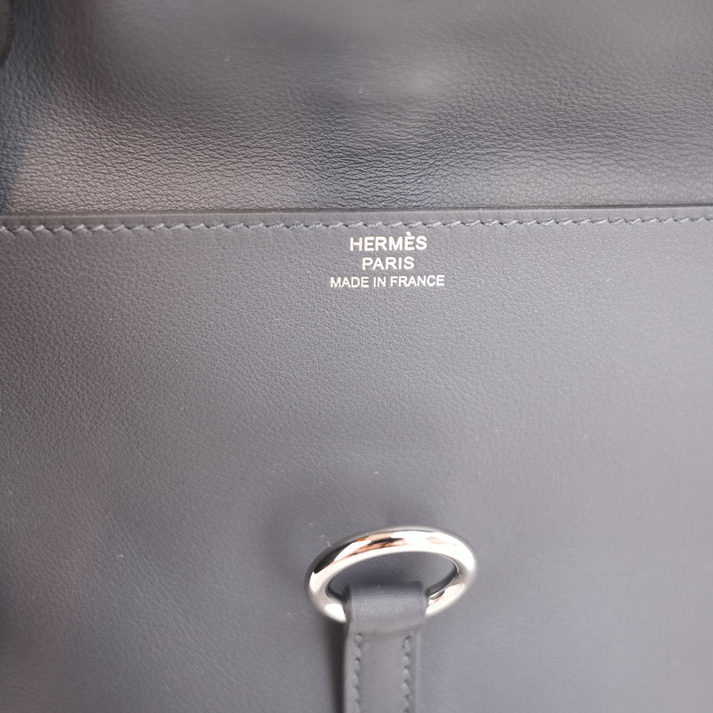 Hermès Glenan To Go Pochette in Pelle Nera con Hardware Palladiato – Timbro K