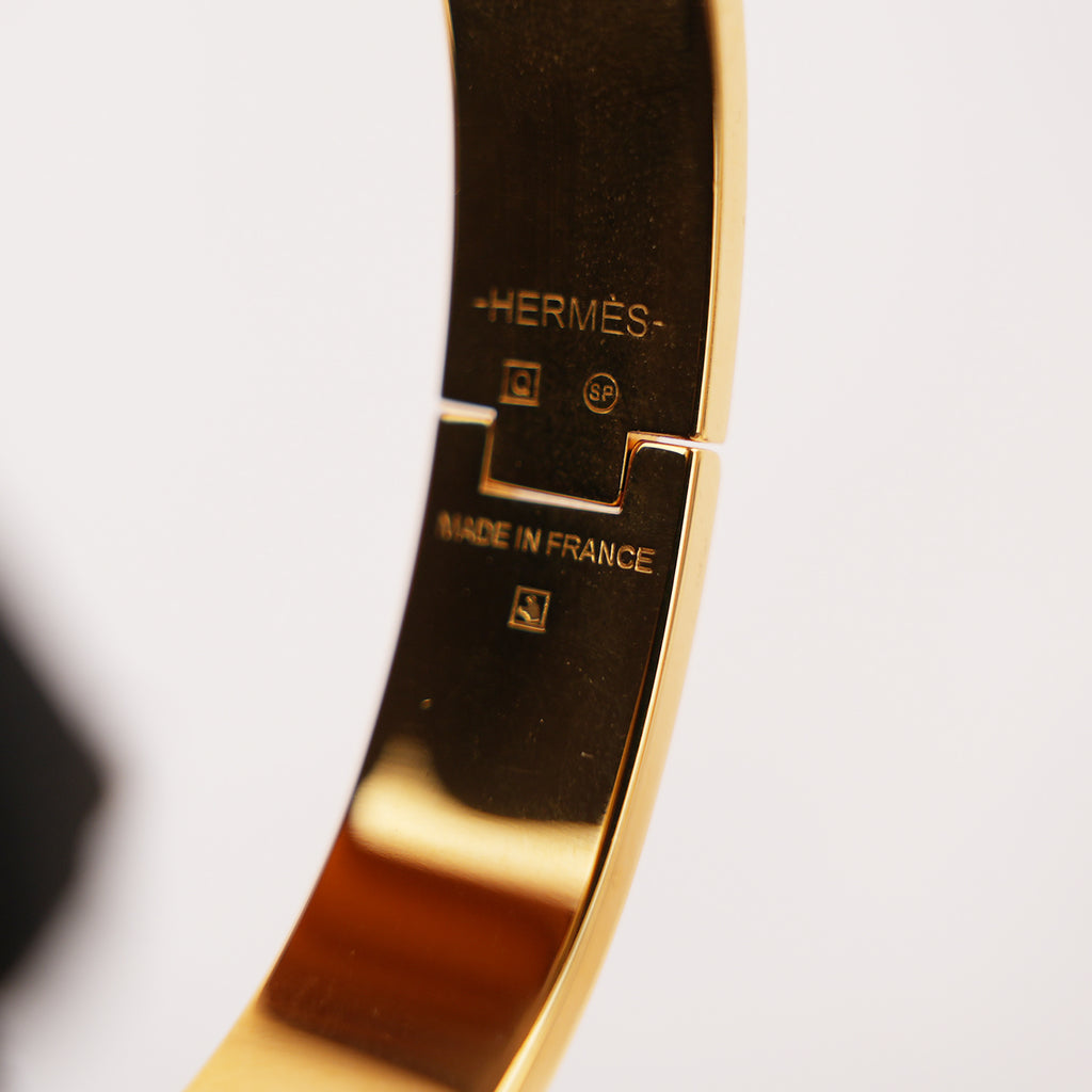 Hermès Clic H PM Bracciale in Smalto Nero con Finitura Placcata Oro Giallo
