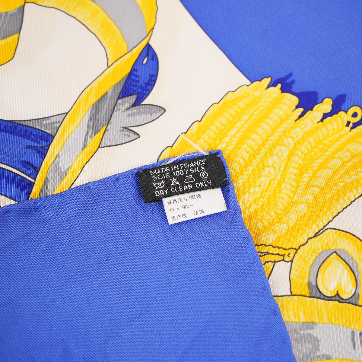 Hermès Carré 90 Le Mors à la Conétable Foulard in Seta Blu e Multicolore 90x90 cm