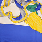 Hermès Carré 90 Le Mors à la Conétable Foulard in Seta Blu e Multicolore 90x90 cm