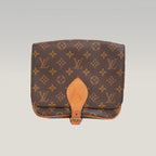 Borsa a Tracolla Louis Vuitton Cartouchière MM Vintage in Tela Monogram Marrone