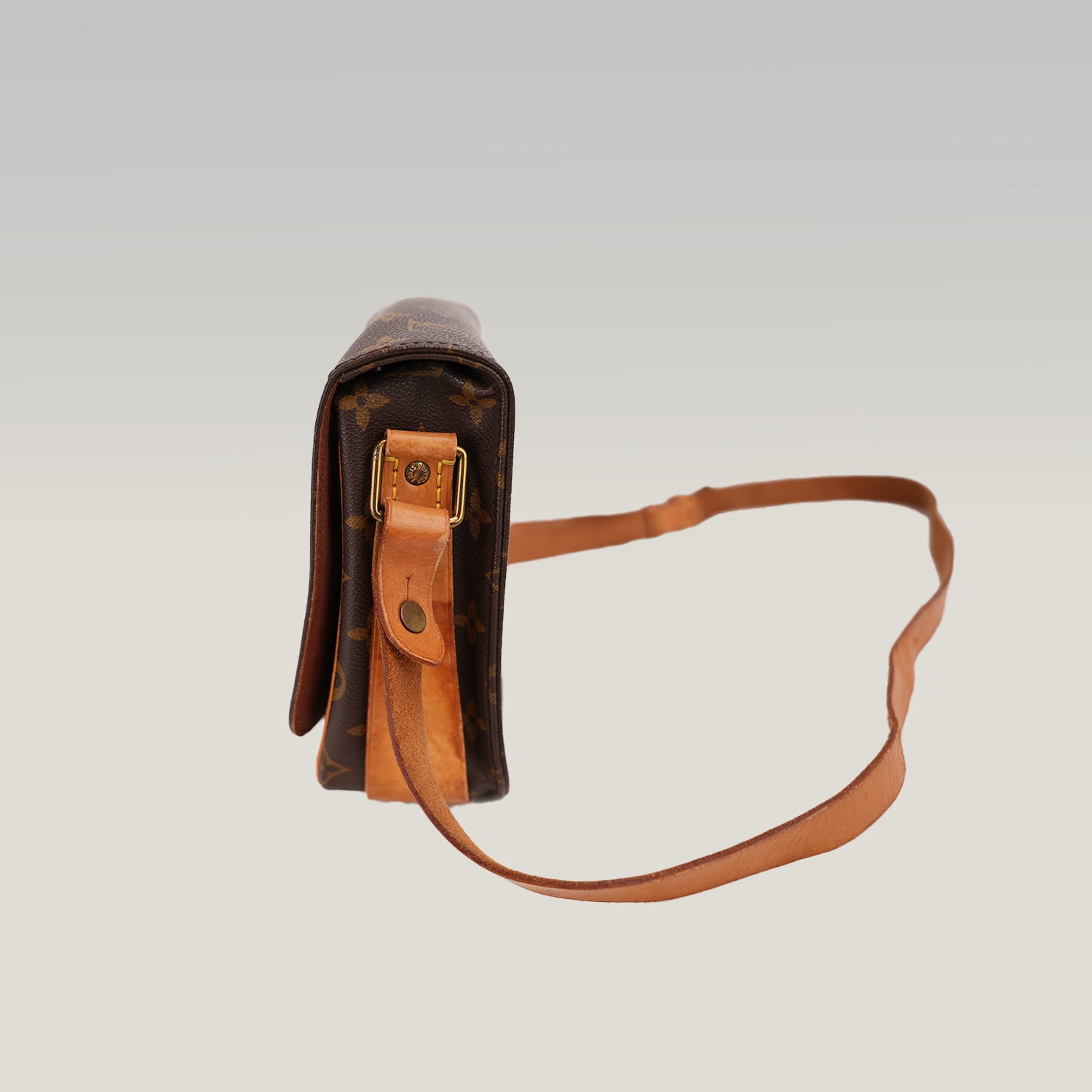 Borsa a Tracolla Louis Vuitton Cartouchière MM Vintage in Tela Monogram Marrone