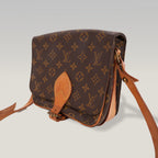 Borsa a Tracolla Louis Vuitton Cartouchière MM Vintage in Tela Monogram Marrone