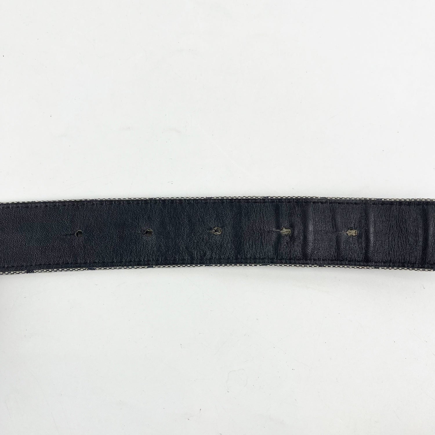Cintura Louis Vuitton Monogram Blu e Nera in Tela con Fibbia Quadrata Dorata – Taglia 80