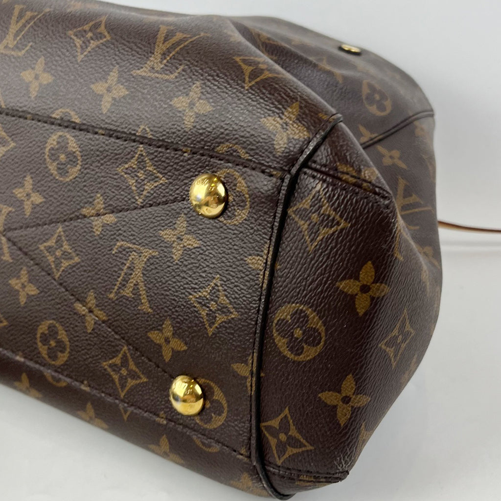 Borsa Louis Vuitton Montaigne MM in Tela Monogram Marrone con Manici in Pelle