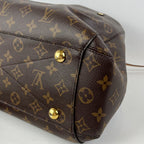 Borsa Louis Vuitton Montaigne MM in Tela Monogram Marrone con Manici in Pelle