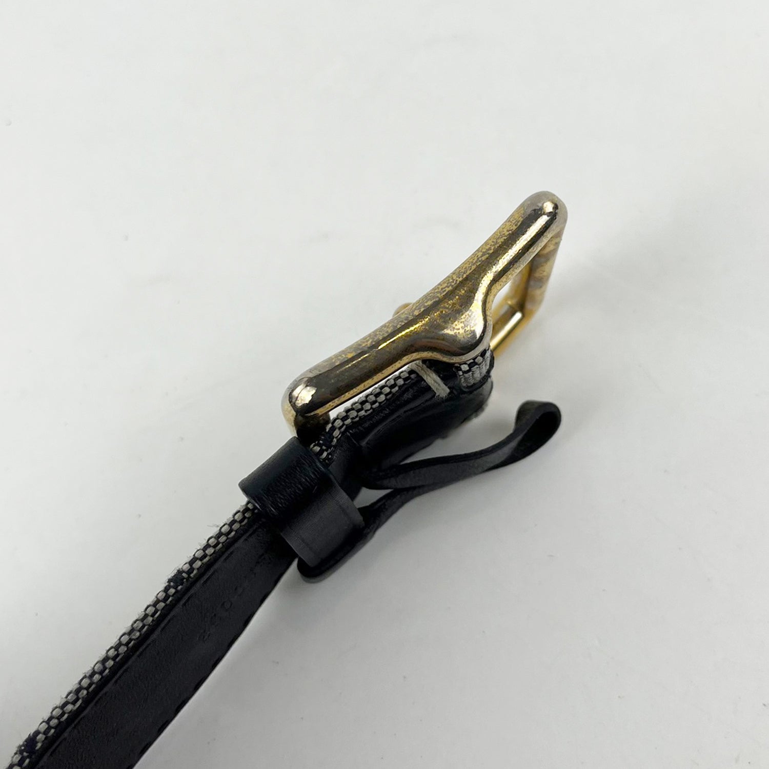 Cintura Louis Vuitton Monogram Blu e Nera in Tela con Fibbia Quadrata Dorata – Taglia 80