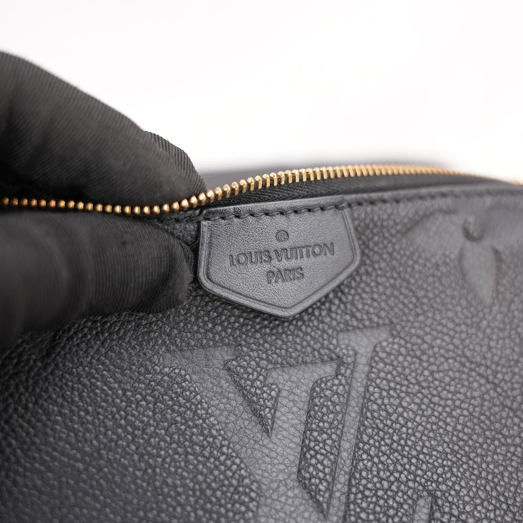 Louis Vuitton Multi Pochette Accessoires Nera in Pelle Monogram Empreinte con Catena Oro