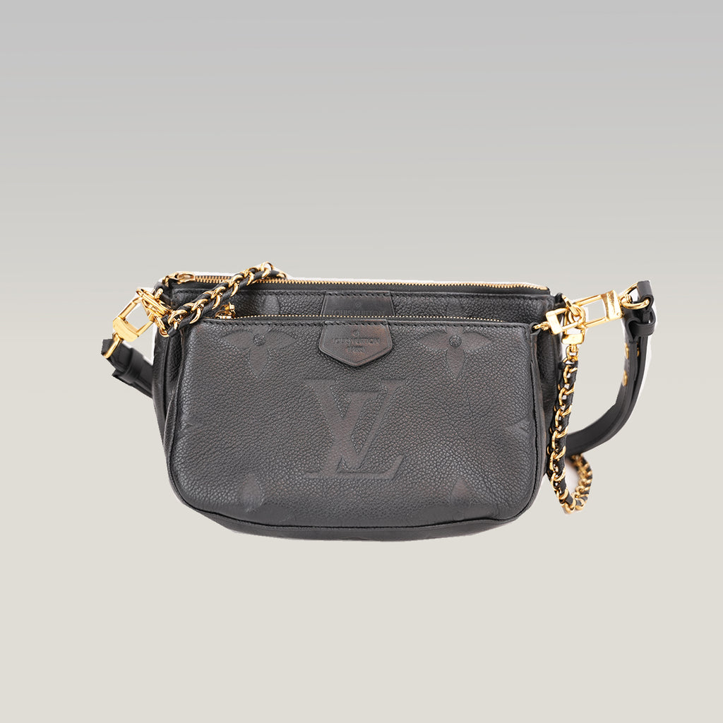 Louis Vuitton Multi Pochette Accessoires Nera in Pelle Monogram Empreinte con Catena Oro