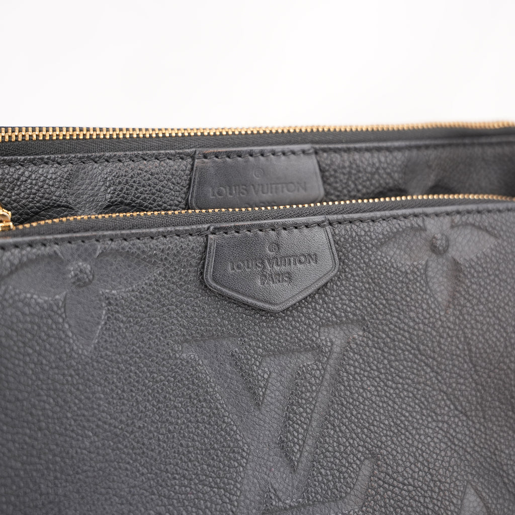 Louis Vuitton Multi Pochette Accessoires Nera in Pelle Monogram Empreinte con Catena Oro