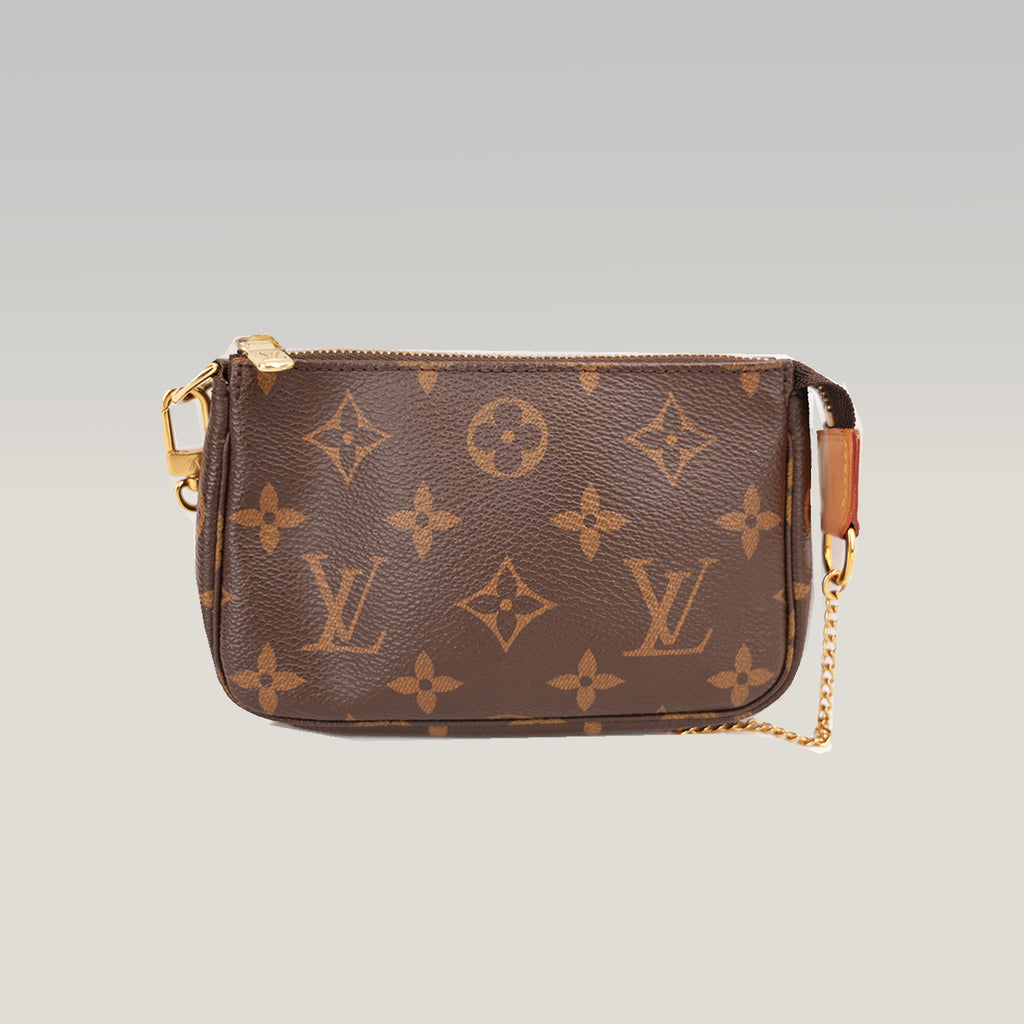 Louis Vuitton Mini Pochette Accessoires Monogram in Tela Rivestita con Catena Dorata