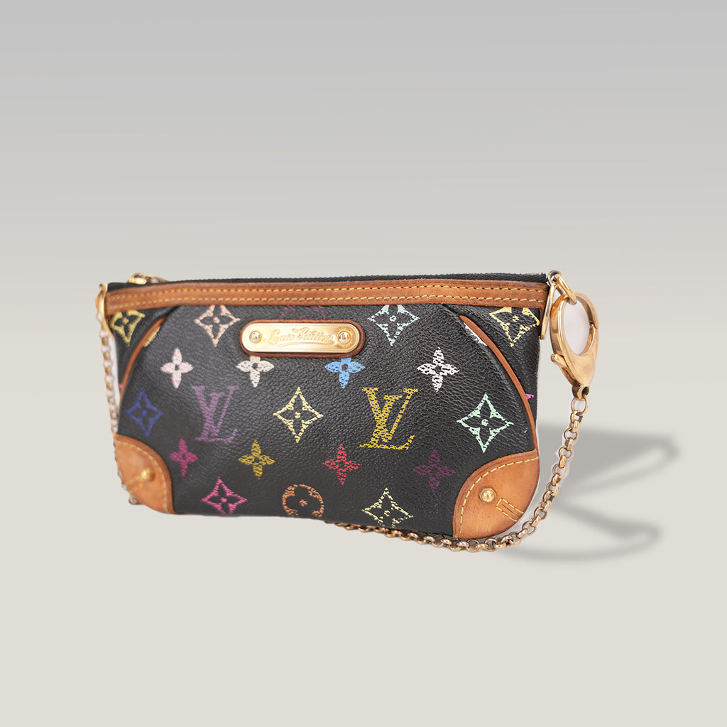 Louis Vuitton Pochette Milla MM Monogram Multicolor Nera in Tela Canvas